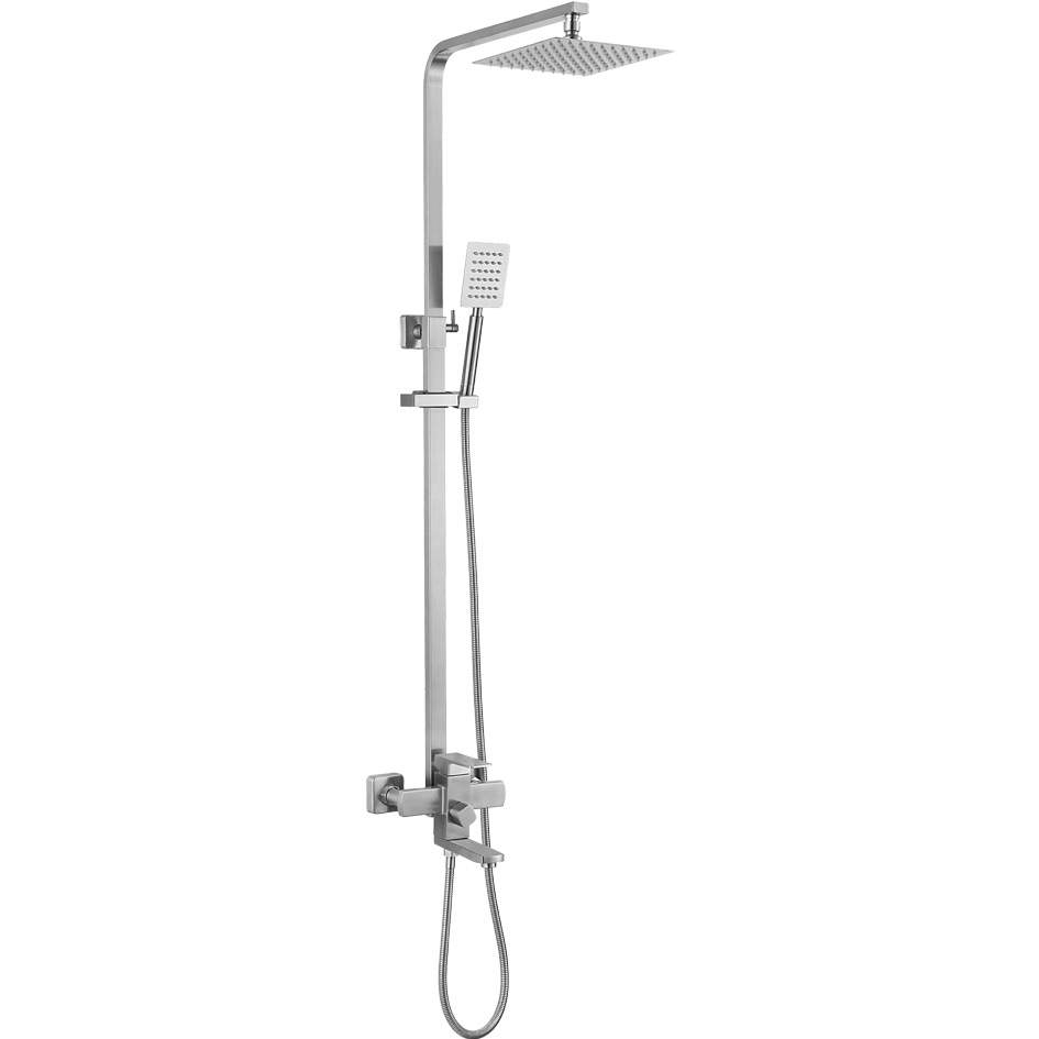 Душевая система MELANA-610207 Cubo нерж.сталь, с тропическим душем, лейкой и смесителем - Вид №2