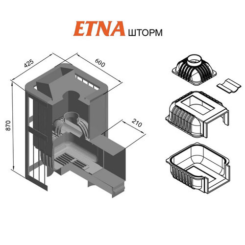 Печь для бани Этна Шторм 24 (ДТ-4) с закрытой каменкой 4670 - Вид №1