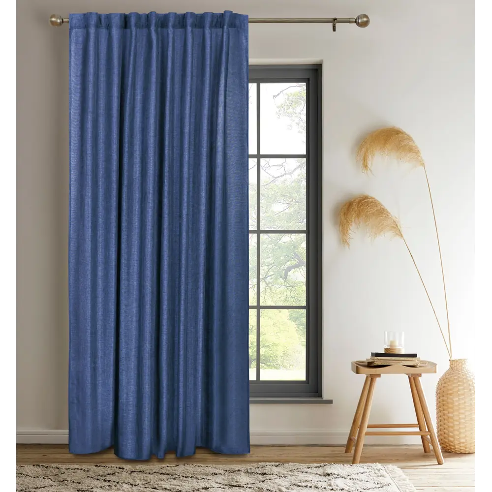 Штора KREAFORTA Looks с затемнением 200x260 см темно-синяя на ленте 89405470 STLM-1568349