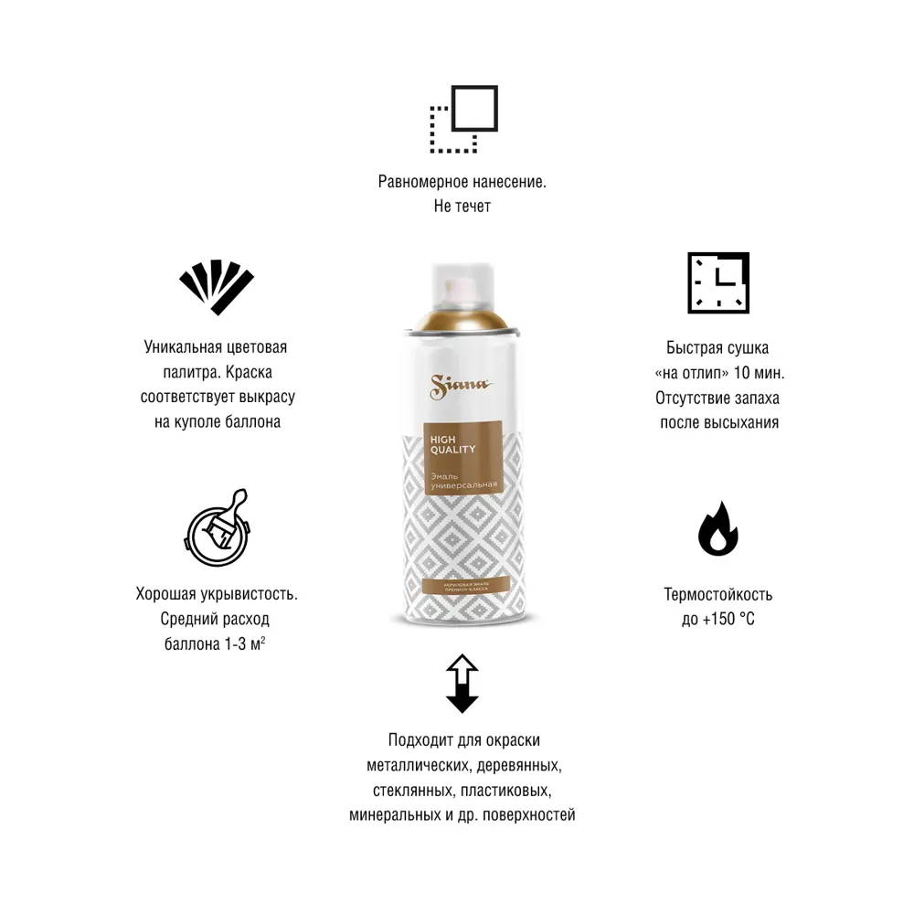Эмаль аэрозольная Siana HQ изумрудный зелёный 520 мл STLM-2149204 - Вид №2