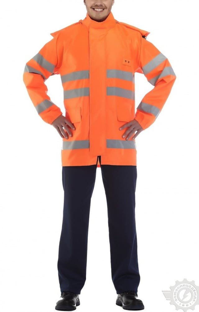65806 Куртка-ветровка с СВП оранжевая  Непромокаемая спецодежда  размер 48-50/182-188  - Вид №5
