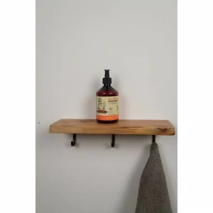 Полочка с крючками из массива 600мм SHELF-600KHOOK Бордовый