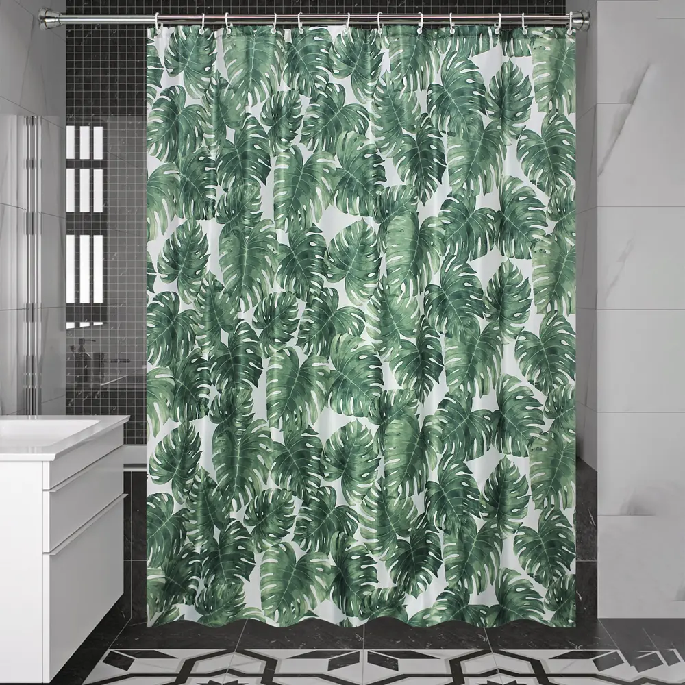 Штора для ванны Bath Plus Jungle Palm 180x200 см полиэстер цвет бело-зелёный 84738084 STLM-2203111 CHARME GREEN