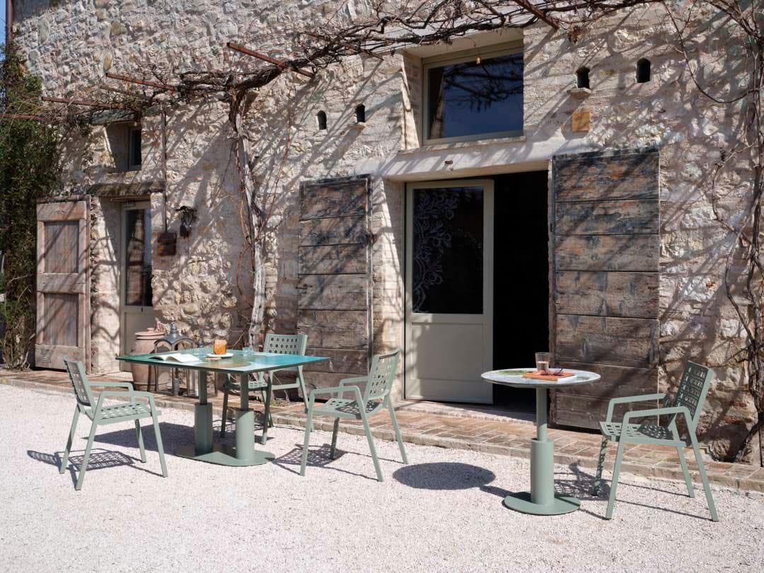 Прямоугольный стол из фаянса и нержавеющей стали DOMIZIANI современный ARCH-00129954 - Вид №1