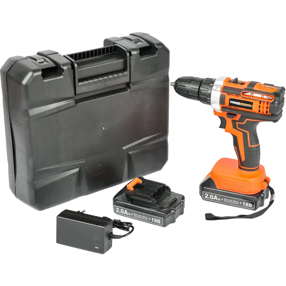 Дрель-шуруповерт аккумуляторная Спец БДА-18-П, 18 В Li-Ion 2x2 Ач STLM-2197374 - Вид №1