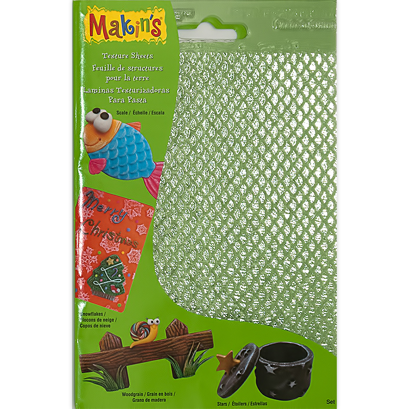 38004 Комплект текстурных листов D - снежинка, чешуйка, звезды, древесина Makin`s 