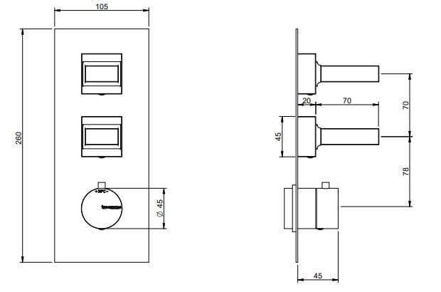 Латунный утопленный смеситель для душа с ручным душем Rubinetterie Treemme ARCH-00116997 - Вид №2