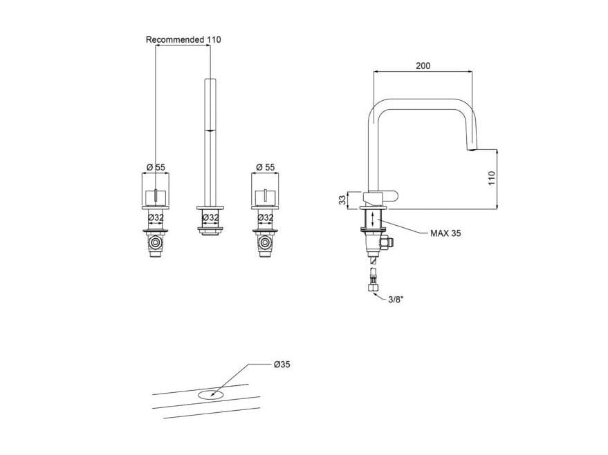 Смеситель для раковины с 3 отверстиями QD Magistro Lab Swing ARCH-00113176 - Вид №2