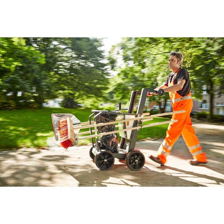 01455/2 FLORA Универсальная тележка дворника FLORA Accurato City для уборки и транспортировки отходов на улицах, в городских парках, городских придомовых территориях. Мобильный держатель для мусорного мешка на 120 л  - Вид №5
