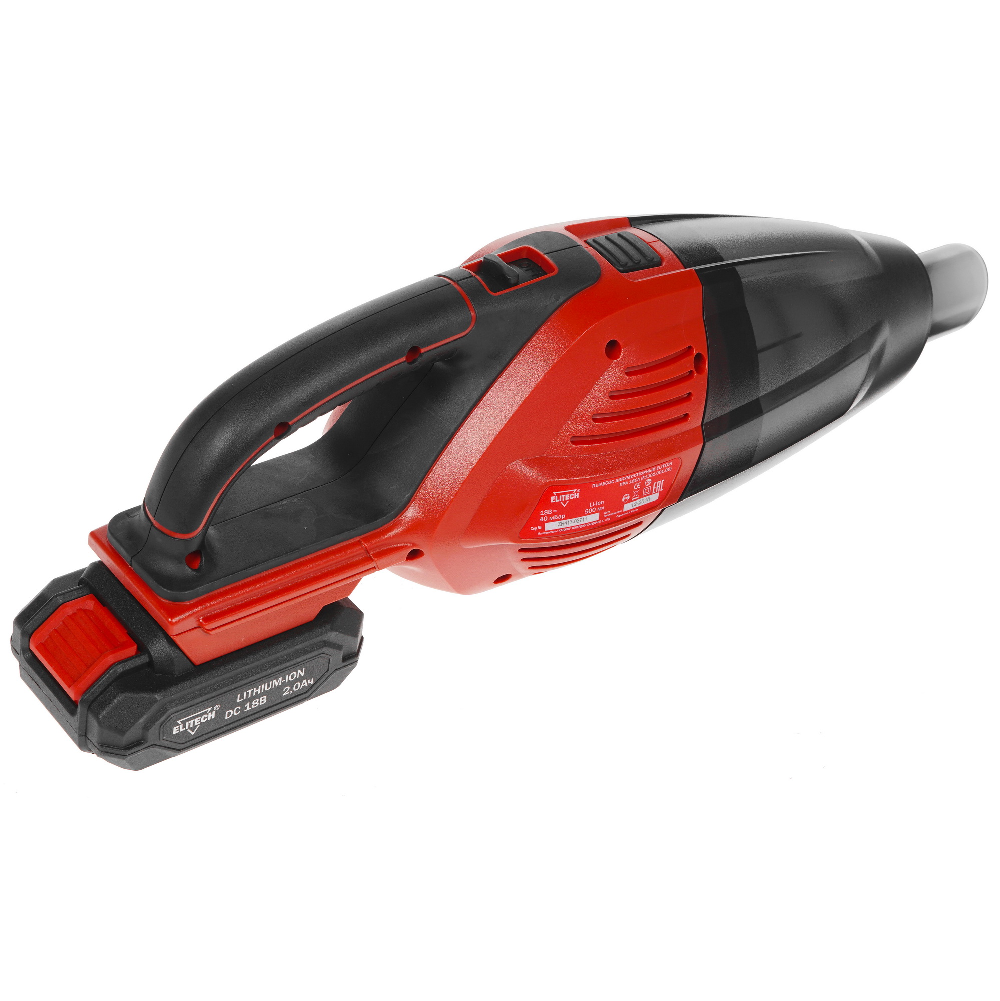 8199799 Пылесос    Elitech ПРА 18СЛ  черный STDN-0021753 - Вид №1