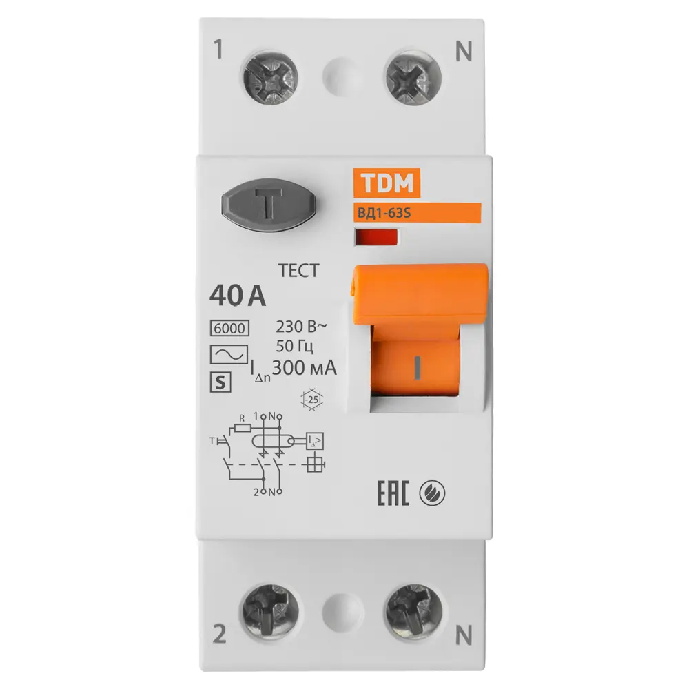 УЗО TDM Electric ВД1-63S 2Р 40А 300мА - защита от токов утечки 89347161 STLM-1460545 - Вид №2