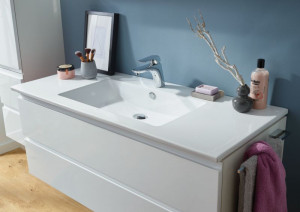 WUA331028(672/161) Puris Ace, тумба под раковину из минерального литья 1000 мм, цвет белый высокоглянцевый