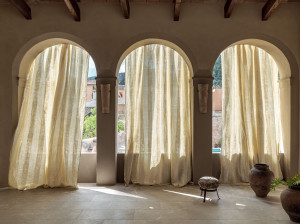 Льняная моющаяся полосатая ткань