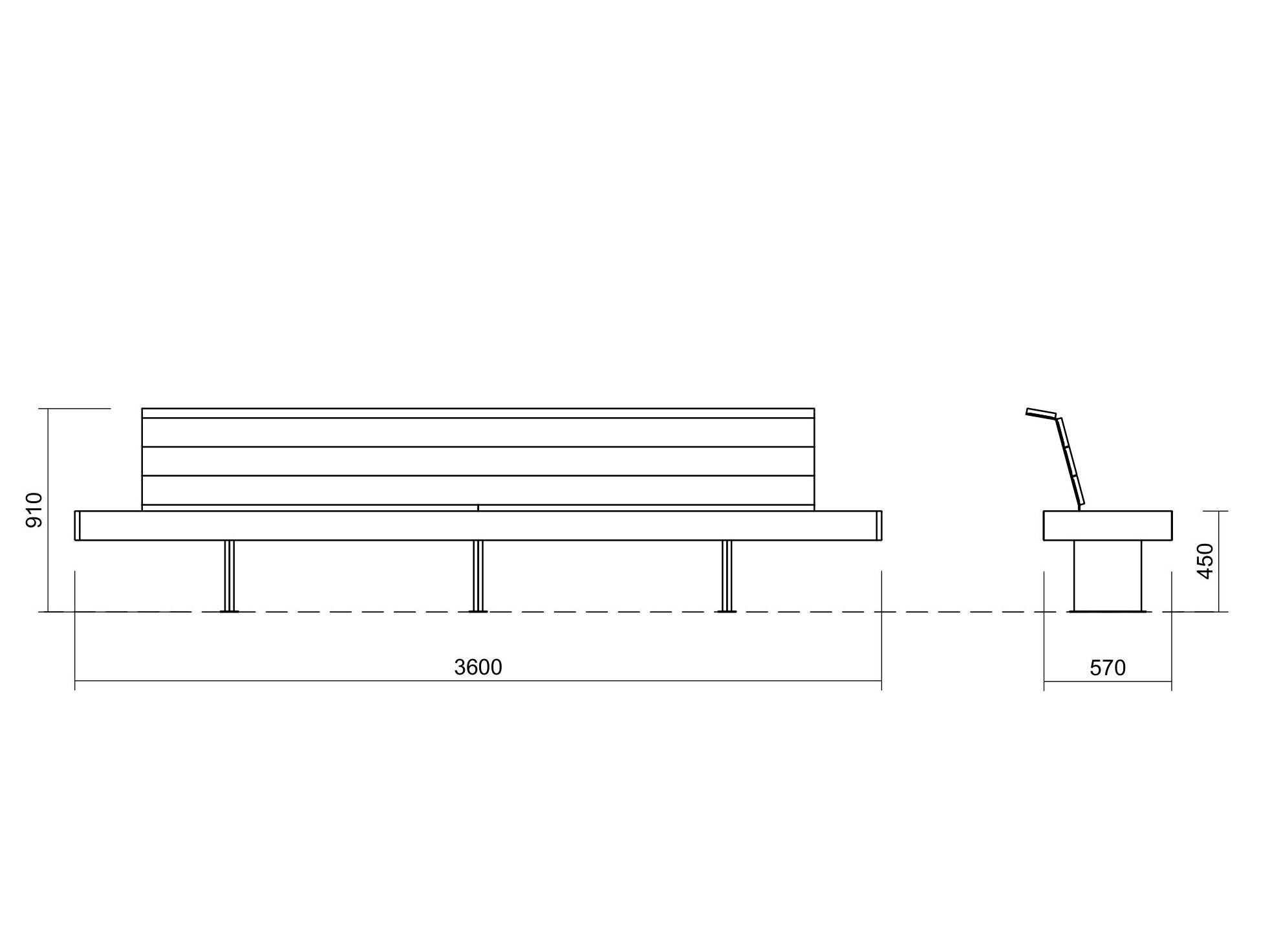 Скамья WPC со спинкой Studio Città ZEPHYR 3600 ARCH-00138277 - Вид №2