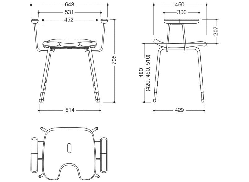 802.51.32140 Табурет для душа комфорт HEWI Sitzen  - Вид №3