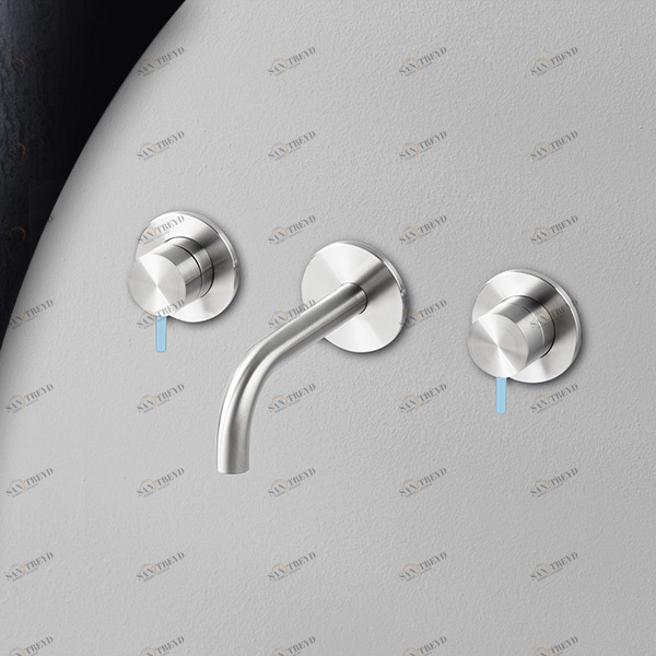 Смеситель для раковины сталь глянцевая с голубой ручкой Toki Radomonte TKI28LCIL27