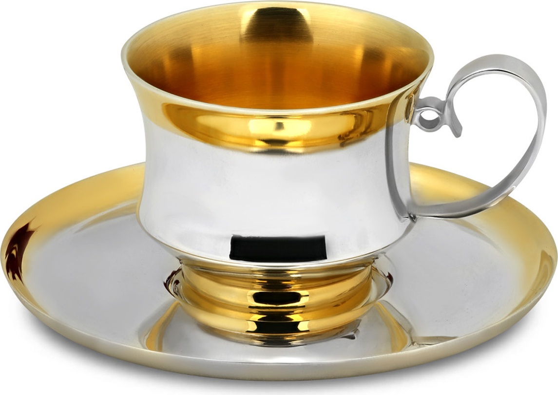 10667977 Русские самоцветы Чашка с блюдцем Русские самоцветы, серебро с позолотой Серебро с позолотой 