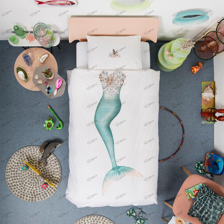 Детское постельное белье односпальное "Русалка" 150х200 см SNURK  335491 Белый;голубой 