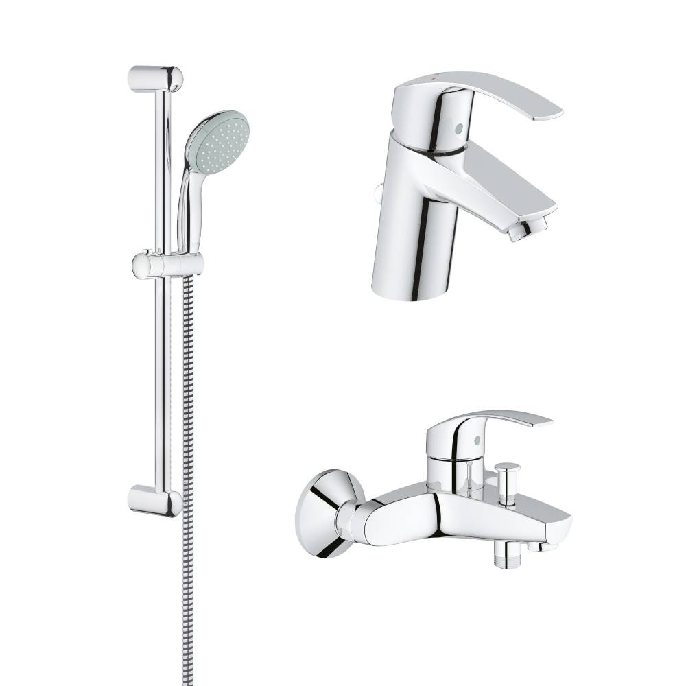 Набор смесителей GROHE Eurosmart New с душевым гарнитуром, хром (124354)