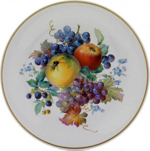 10563248 Meissen Тарелка настенная 35см "Натуралистическая роспись, фрукты, 5 цветов" Фарфор