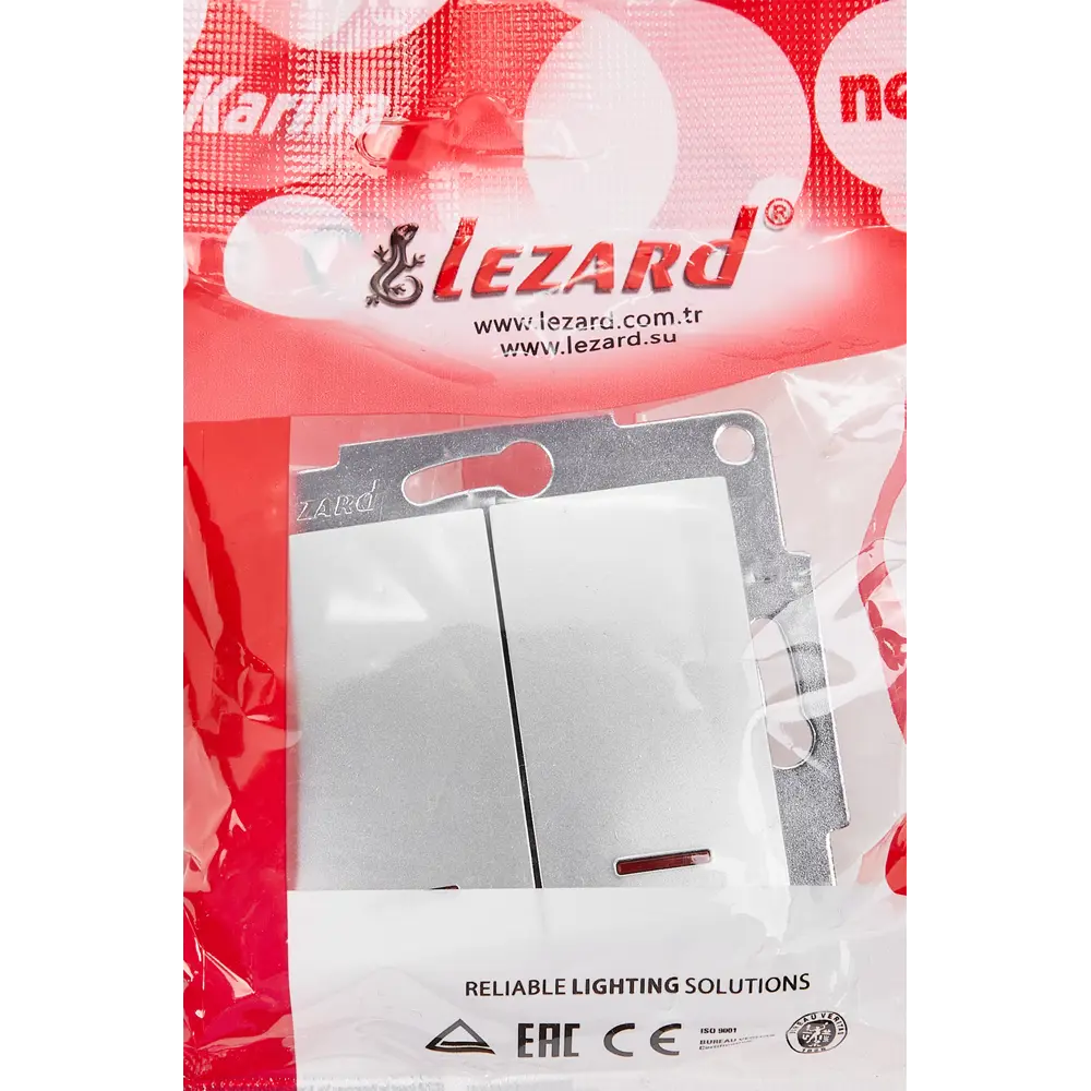Выключатель Lezard Karina 2 клавиши с подсветкой цвет матовый серый STLM-2004719 - Вид №5