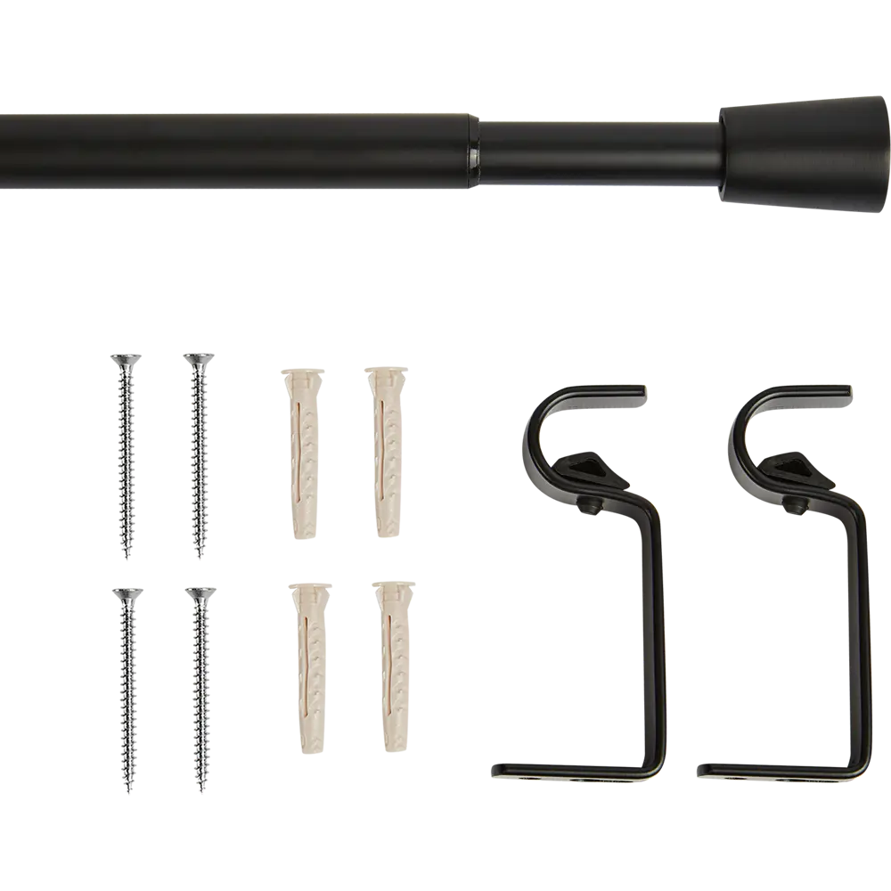 INSPIRE Карниз однорядный Pommel 120-210 см черный металл 84407352 STLM-0049500 - Вид №1