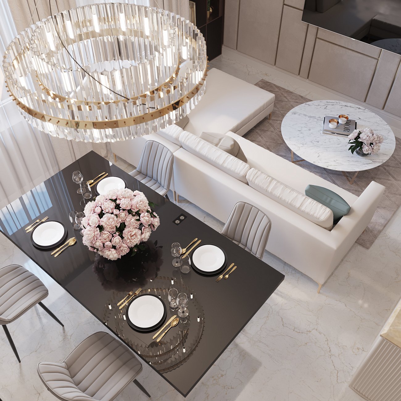 Обеденный стол черный с мраморной столешницей 200 см "Дунаевский" АЛЕТАН  350920 Черный  - Вид №3