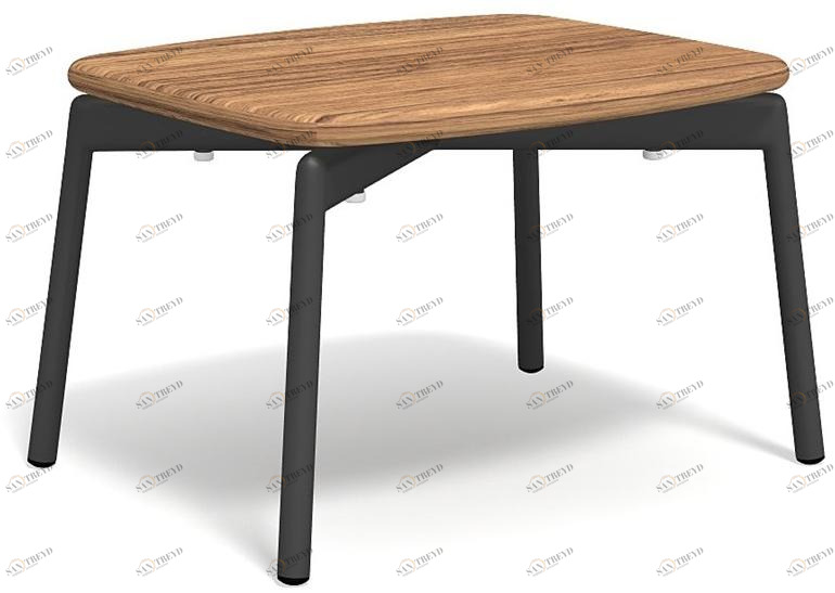 RODA Низкий садовый табурет из алюминия и дерева Piper sun-id-1458967