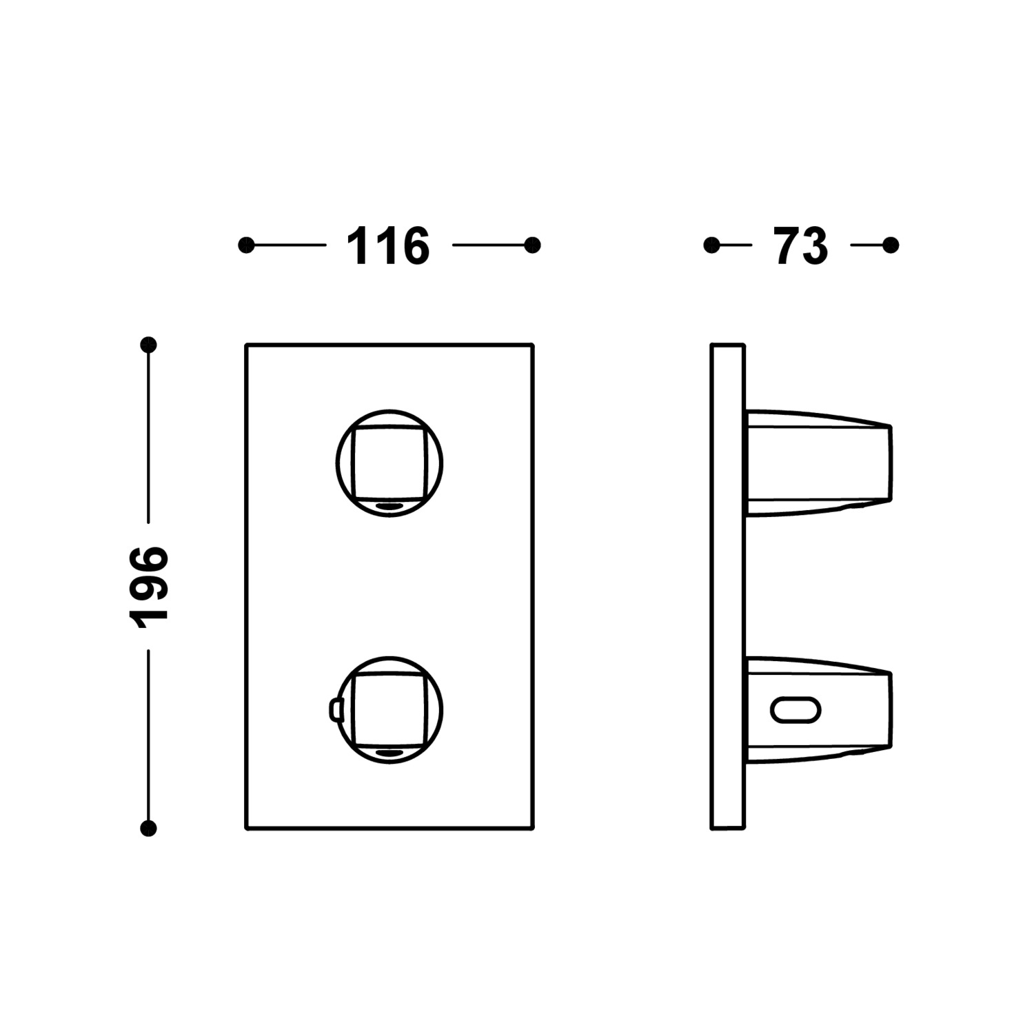 Видимая часть ТЕРМОБЛОКА для скрытого 2-ходового термоблока-21125001OM TRES Therm-box - Вид №1