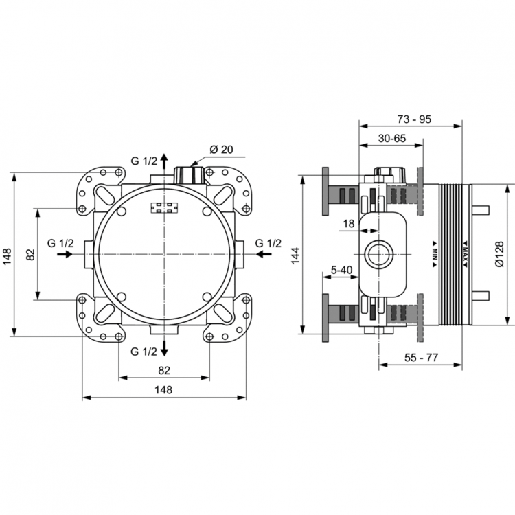 A7572A5 Промо комплект "ВСЕ для встройки ALL IN ONE" Ideal Standard CERATHERM C100  - Вид №11
