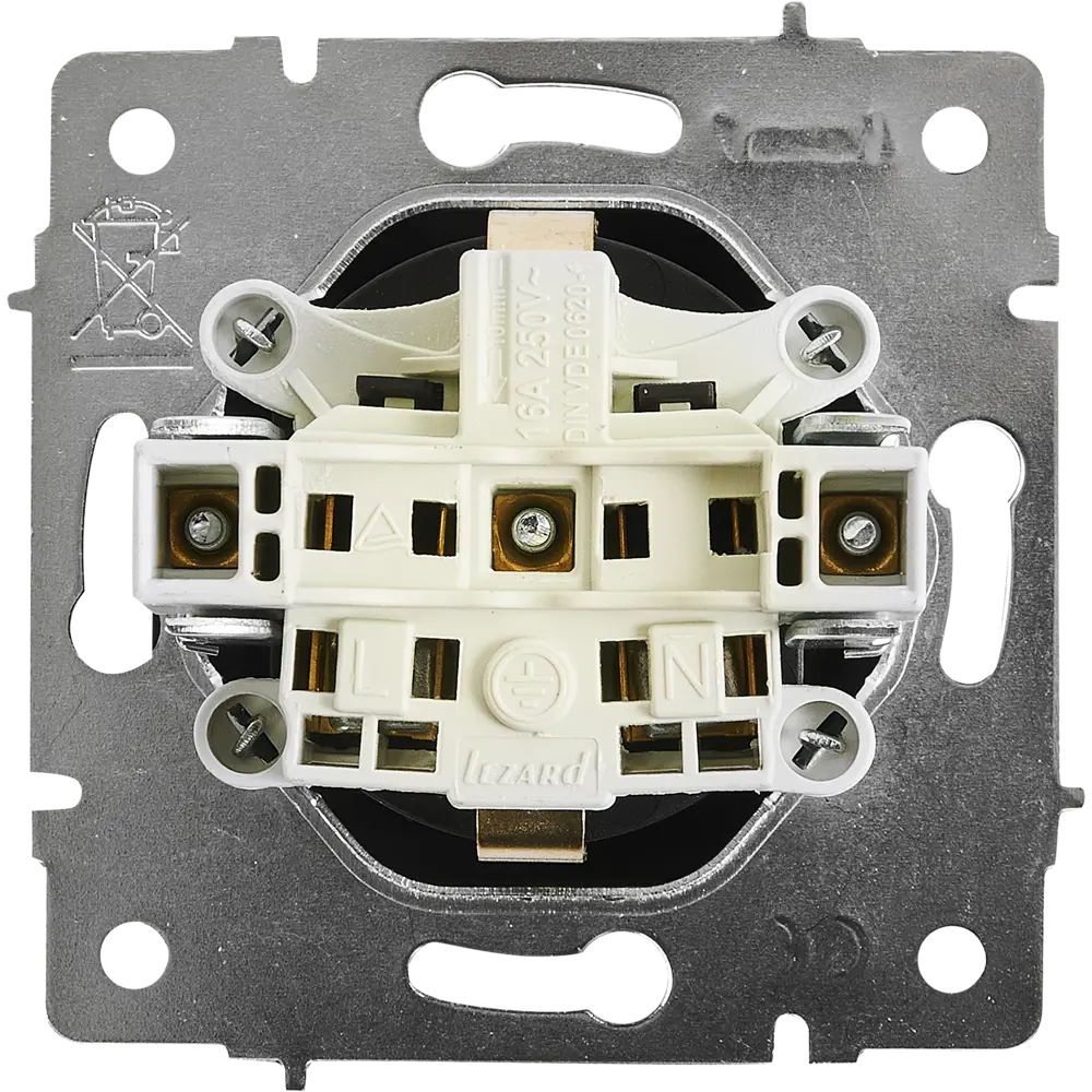 Розетка Lezard Karina с заземлением с крышкой цвет черный бархат STLM-2091419 - Вид №3