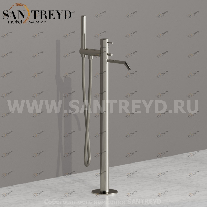 923094 Смеситель отдельностоящий для ванны, цвет Никель Kerasan Nolita Италия