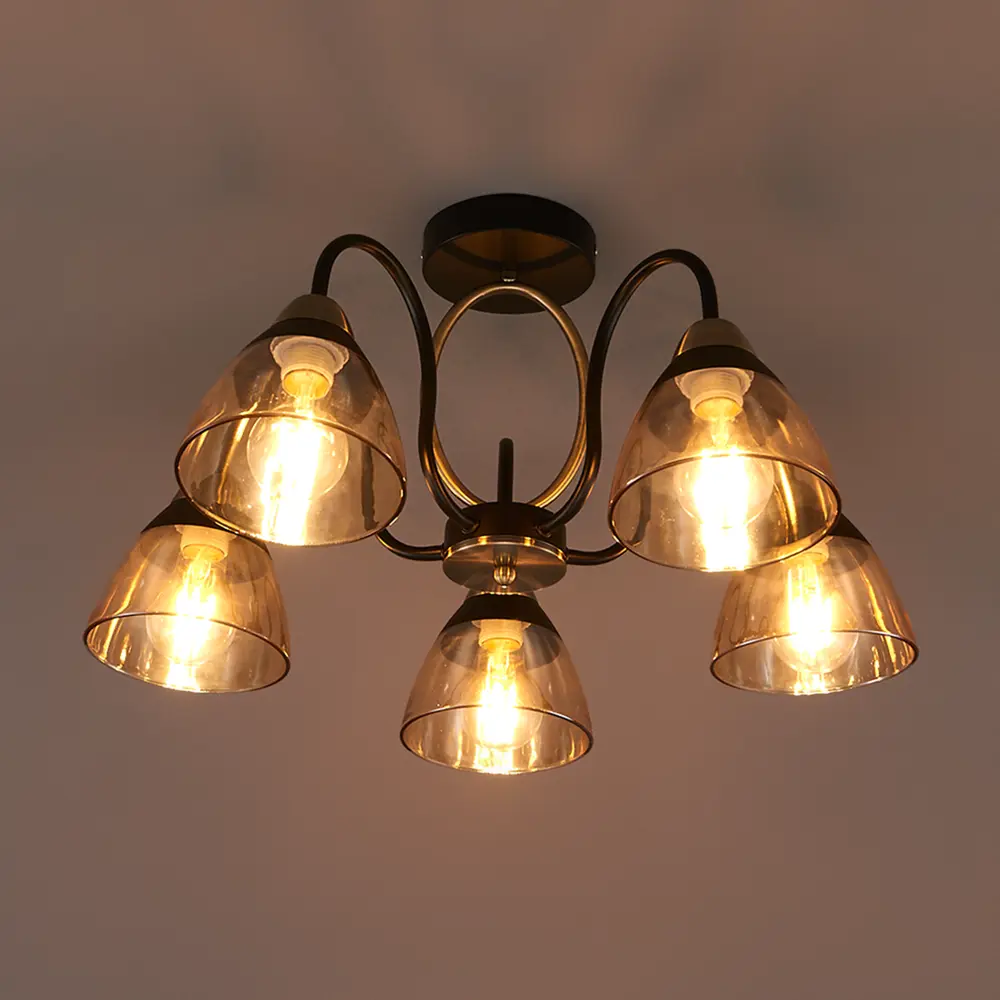 Люстра потолочная JLIGHT FIONA 5 лампы 24 м², цвет черный/бронза 84534228 STLM-2062498  - Вид №2