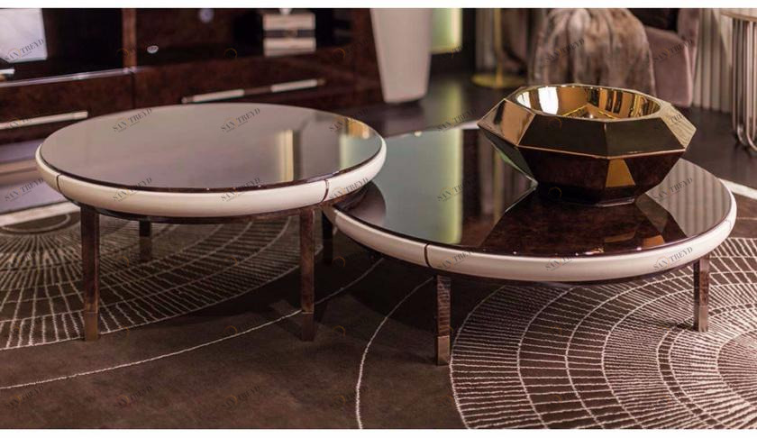 Turri Низкий круглый мраморный журнальный столик на контракт Noir sun-id-1421313