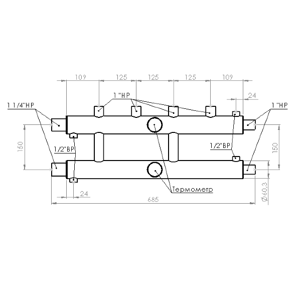 Купить Распределительный коллектор 85 кВт, 2+1 контур Прокситерм GK3221 - Вид №4