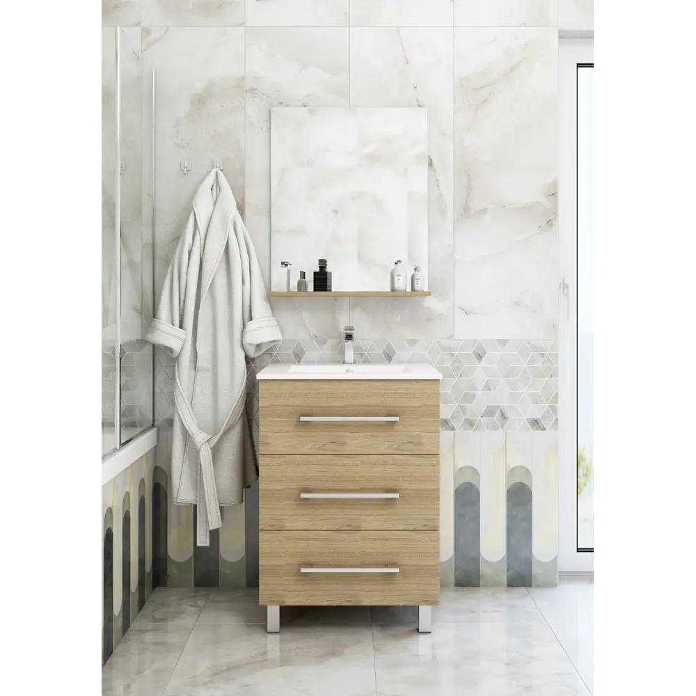 Тумба под раковину напольная Sanflor «Мадрид» 60x84 см цвет вяз STLM-2160003 - Вид №5