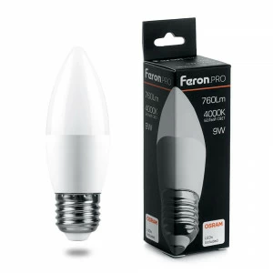 Лампа светодиодная Feron.PRO "Свеча" E27 9W 2700K OSRAM LED LB-1309 38062 FERON  00-3956738 Матовый
