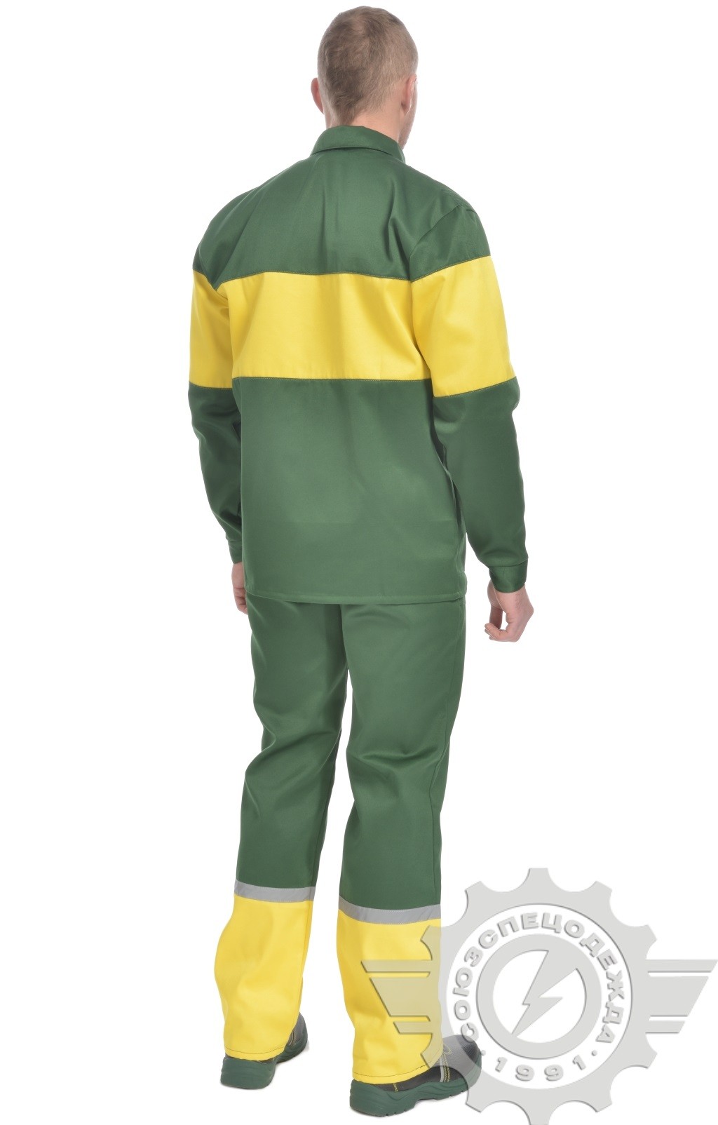 69966 Костюм "Ударник" темно-зеленый-желтый с СВП  Летняя спецодежда  размер 60-62/170-176  - Вид №4