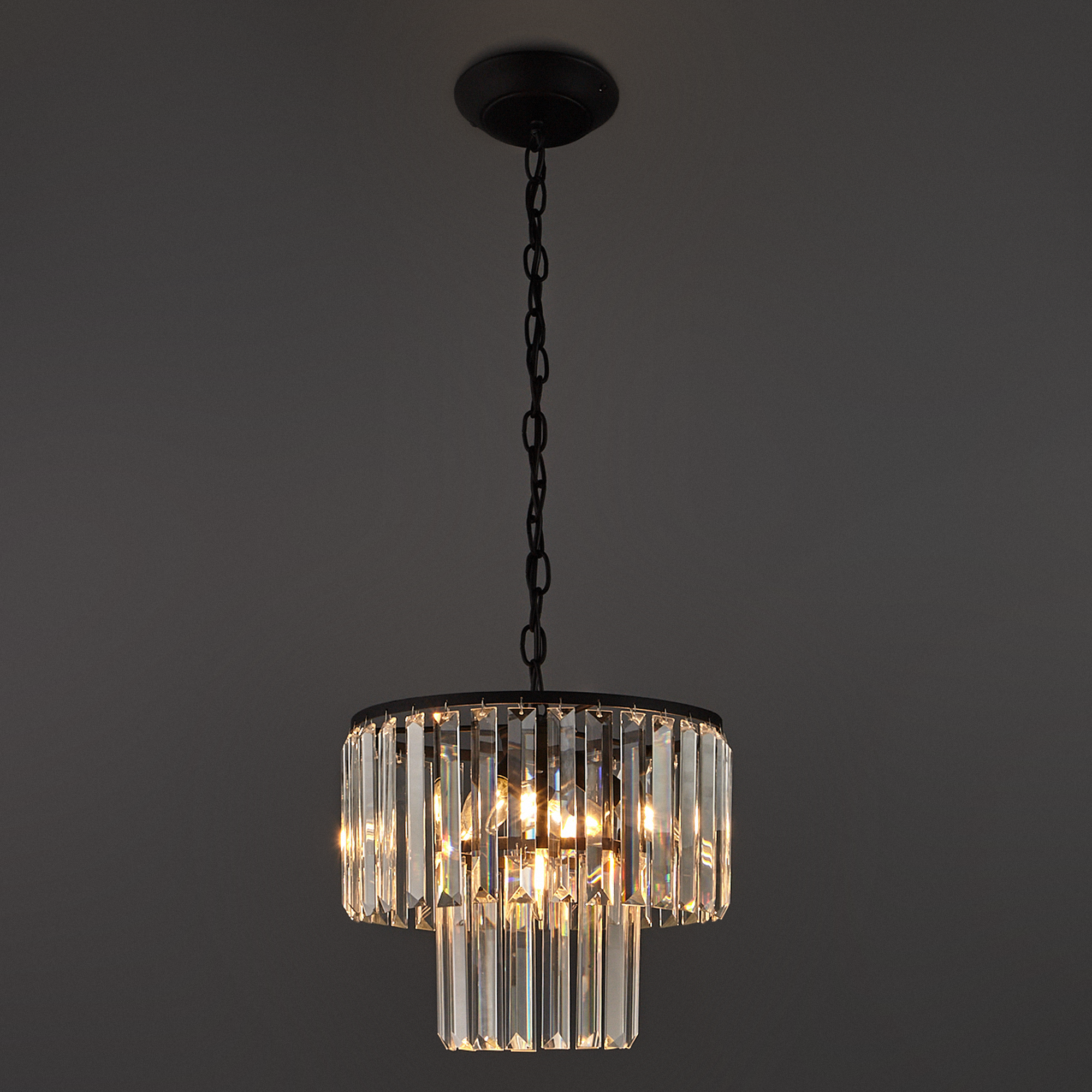 Vitaluce Эльза Дарк - хрустальная подвесная люстра на 4 лампы с черным матовым основанием 89697132 STLM-0079815 - Вид №1