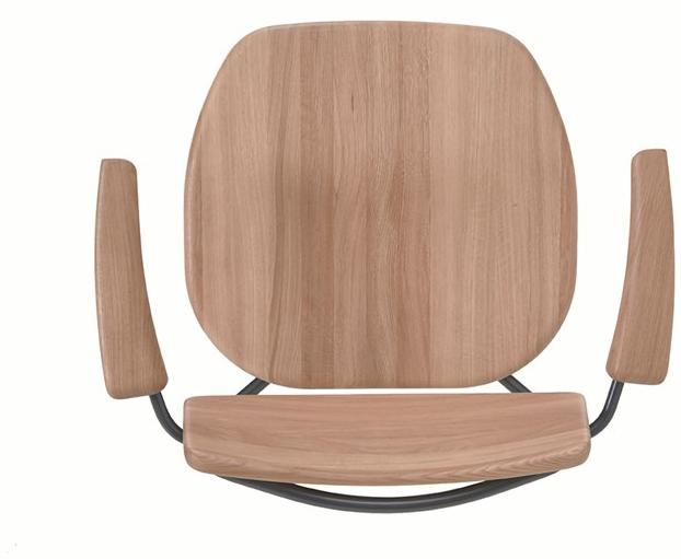 BassamFellows Штабелируемое кресло из нержавеющей стали и дерева с подлокотниками Pipe Cb-585 - Вид №5