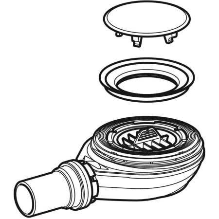 154.022.00.1 Сифон для душевых поддонов Geberit для душевого поддона Setaplano, высота гидрозатвора 30 мм Geberit  - Вид №1