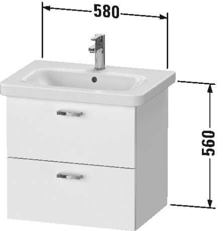 XB619501818 Тумбочка подвесная XBase #XB6195 580 x 448 мм Белый матовый, декор Duravit  - Вид №1