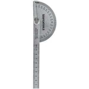 Линейка измерительная стальная с транспортиром Vertextools 3040-90-150 150 мм