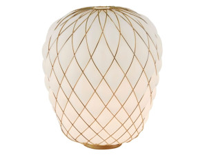 Стеклянная и металлическая настольная лампа