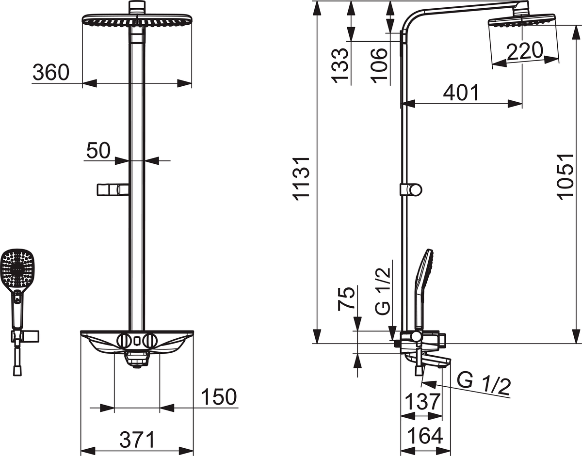 Oras 7593U-11 Смеситель с верхним душем rain shower, 6 V 7593U-11 Esteta Wellfit Хром/Белый  - Вид №2