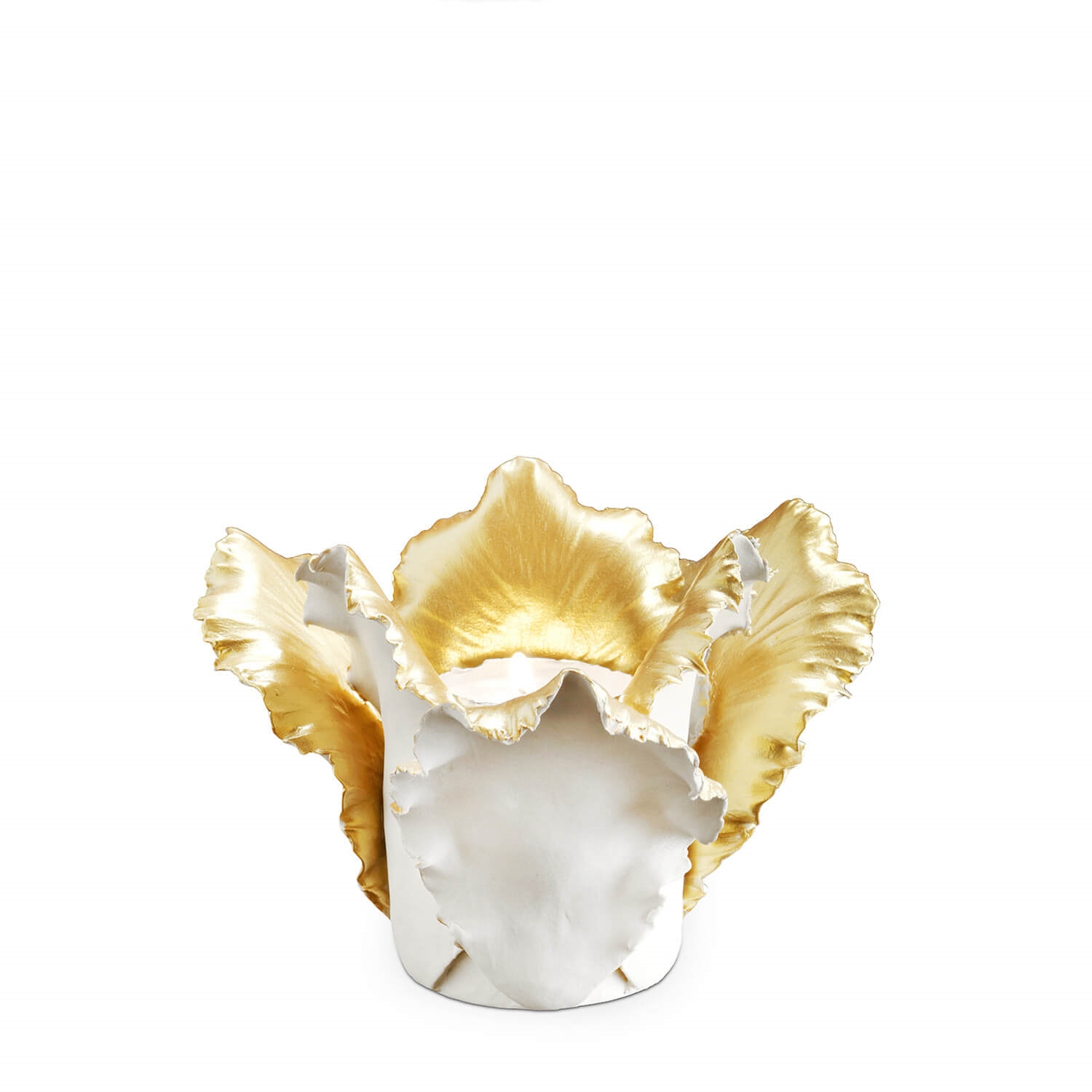 300051,18 ABHIKA ПОДСВЕЧНИК ТЮЛЬПАН WHITE/GOLD 300051.18