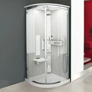 Душевая кабина NEXIS 1 R90 HYDRO Novellini NEXIS цвета белое дерево, с низким душевым поддоном и крышей
