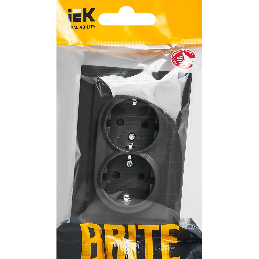 Двойная розетка IEK Brite графит с защитными шторками 87761599 STLM-1495886 - Вид №7
