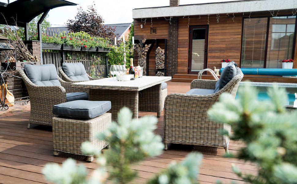 Мебель для дачи серая, диван кресла и столик на 6 персон "Сардиния" BESTA FIESTA  132665 Коричневый  - Вид №7