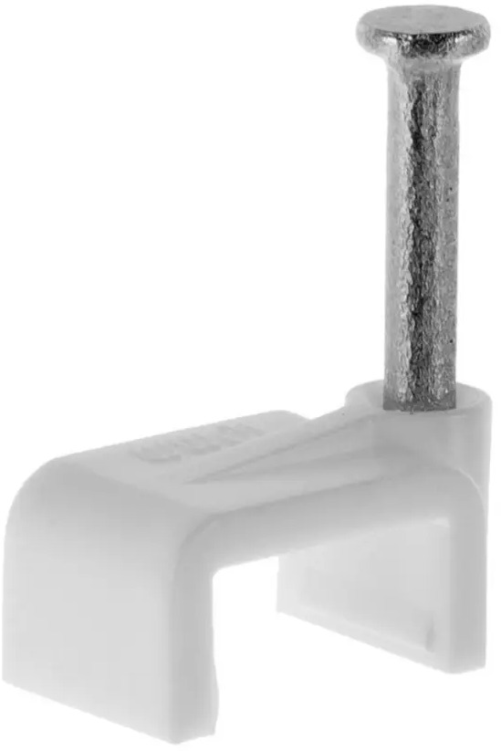 ЭКОПЛАСТ Скоба плоская для крепления кабеля 8.6х5.7х10 мм с гвоздями (50 шт) 18176629